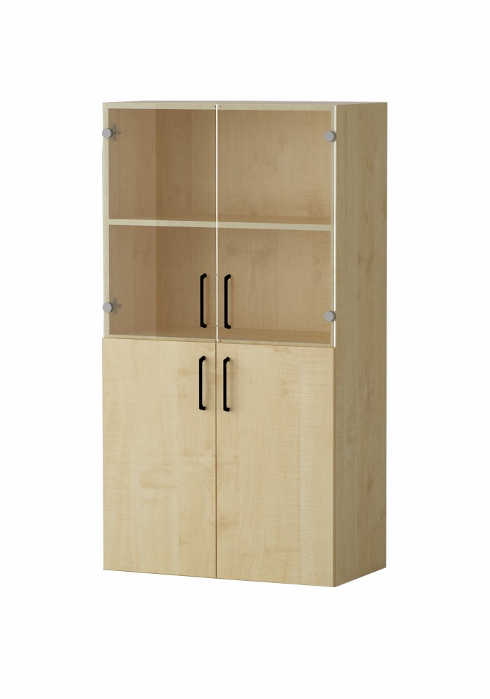 Shelf AMATA 4, 2 columns with hinged doors and 2 columns with glass doors
