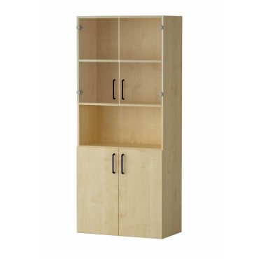 Shelf AMATA 5, 2 columns with hinged doors and 2 columns with glass doors