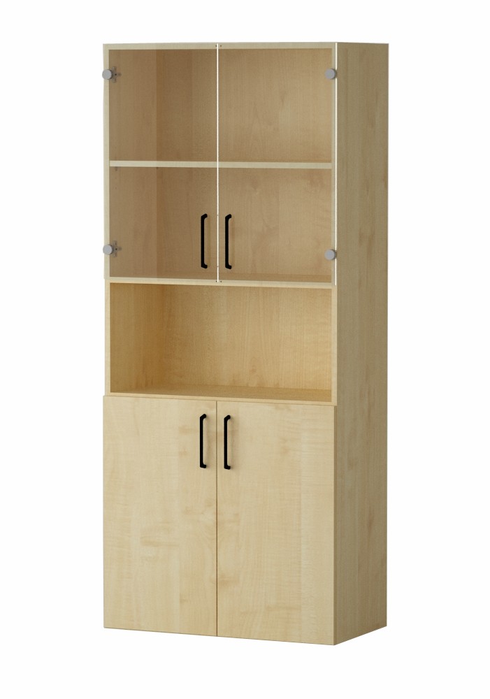 Shelf AMATA 5, 2 columns with hinged doors and 2 columns with glass doors
