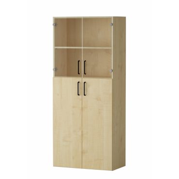 Shelf AMATA 5, 3 columns with hinged doors and 2 columns with glass doors