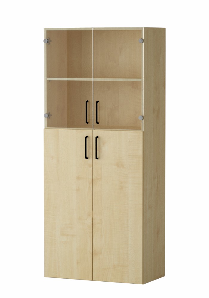 Shelf AMATA 5, 3 columns with hinged doors and 2 columns with glass doors
