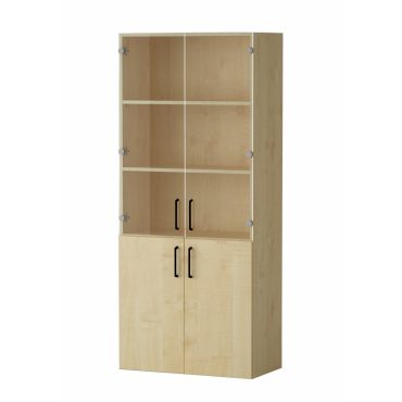 Shelf AMATA 5, 2 columns with hinged doors, 3 columns with glass doors