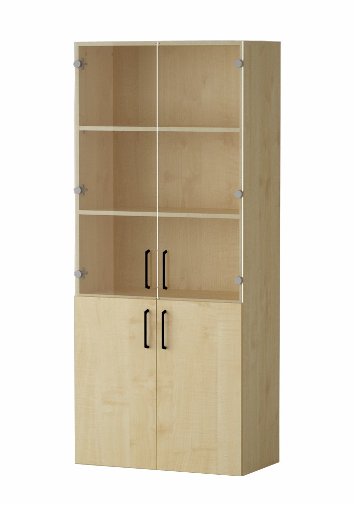 Shelf AMATA 5, 2 columns with hinged doors, 3 columns with glass doors