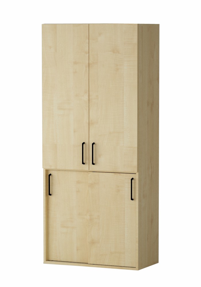 Shelf 5, 2 columns with sliding doors, 3 columns with hinged doors