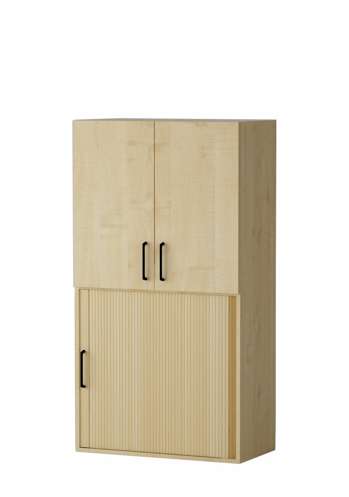 Shelf AMATA 4, 2 columns with louvered shelves, 2 columns with hinged doors