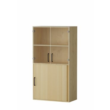 Shelf AMATA 4 columns, 2 columns with louvered doors, 2 columns with glass doors