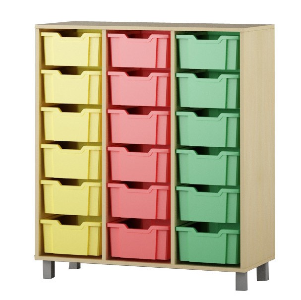 Shelf with boxes 3x6 F2