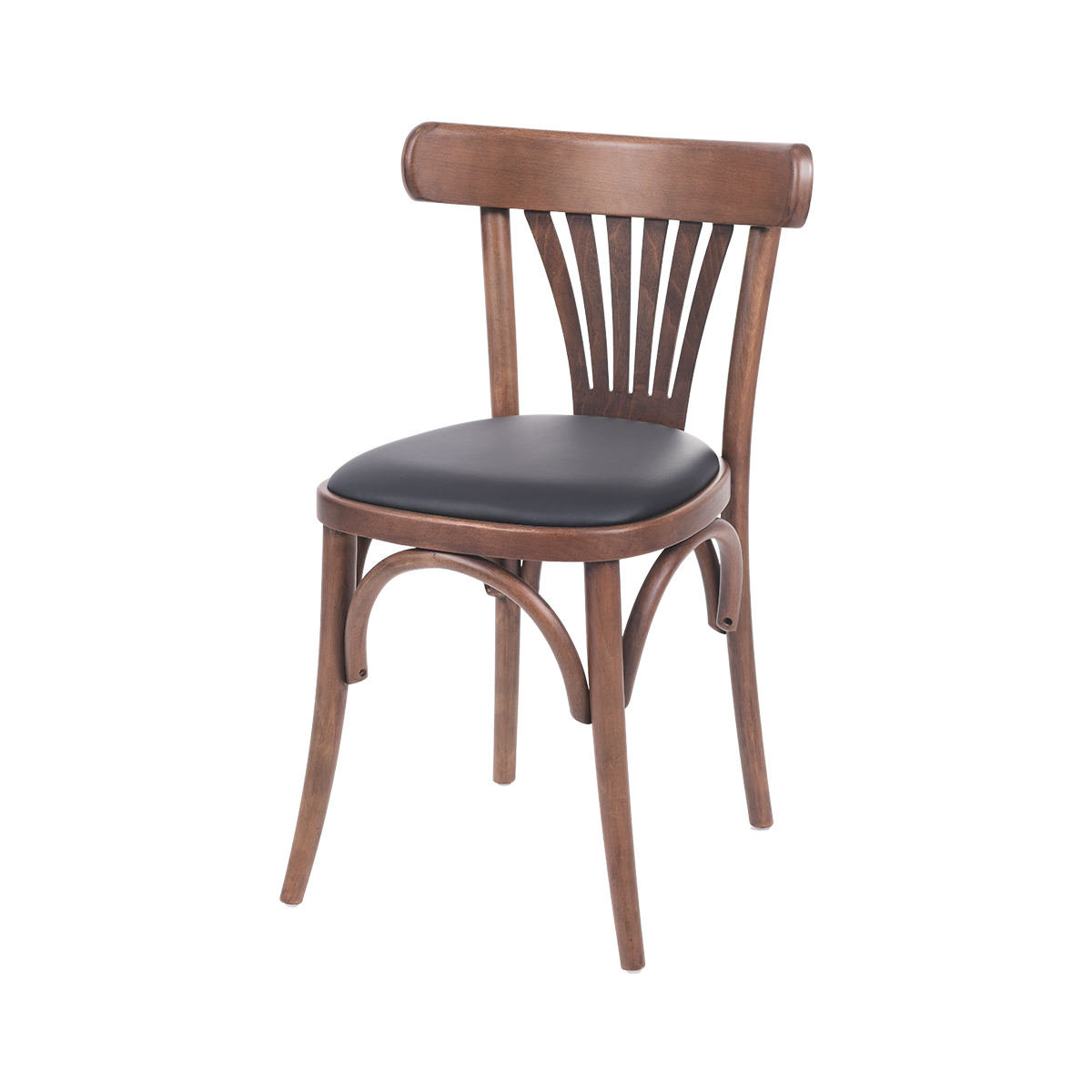 Legend walnut wooden chair - black eco-leather seat