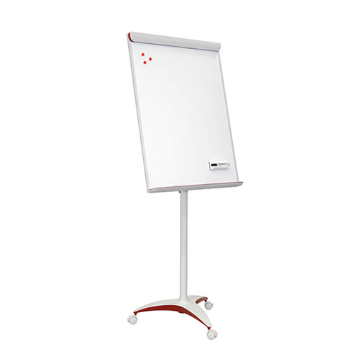 Mobile magnetic board with wheels RED