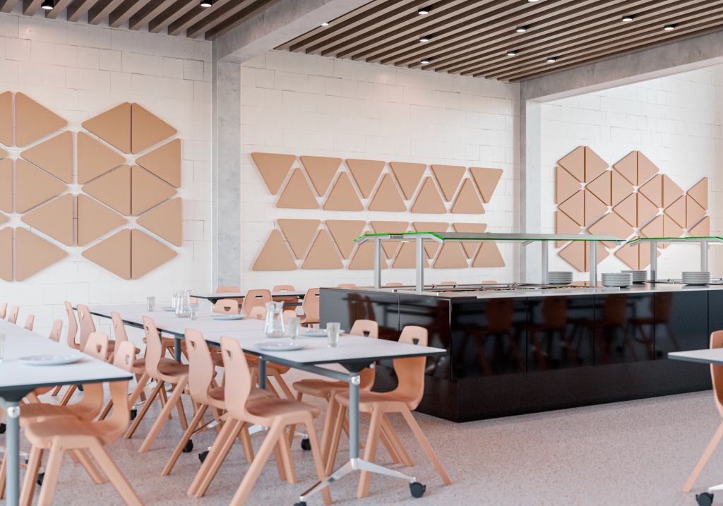 Acoustic panels for school canteens